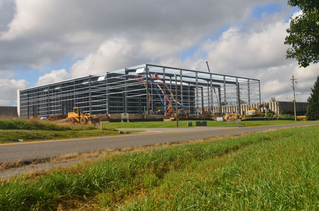 A large warehouse under construction